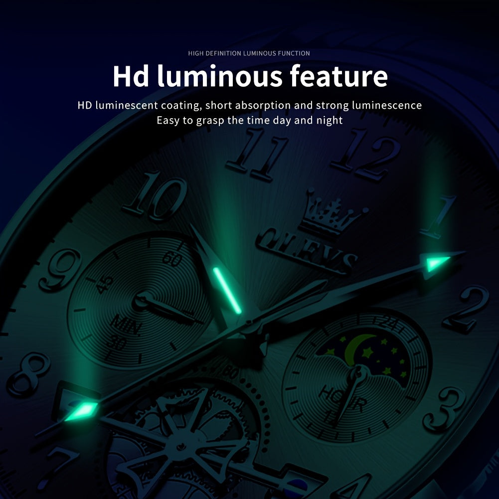 OLEVS Men's Dress Watch With Calendar Luminous Dial Stainless Steel