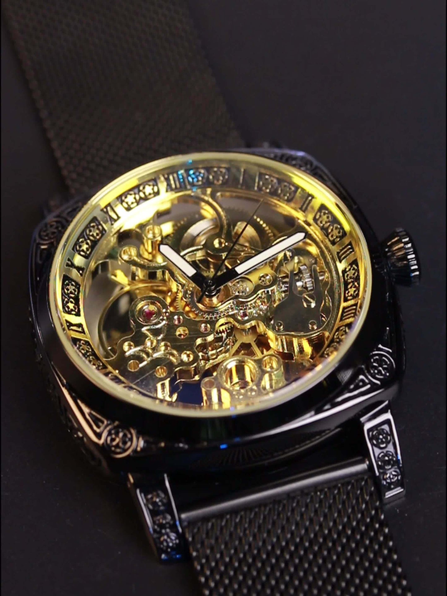 Mod Avant-Garde Automatic Mechanical Watch With Stainless Steel Mesh Strap