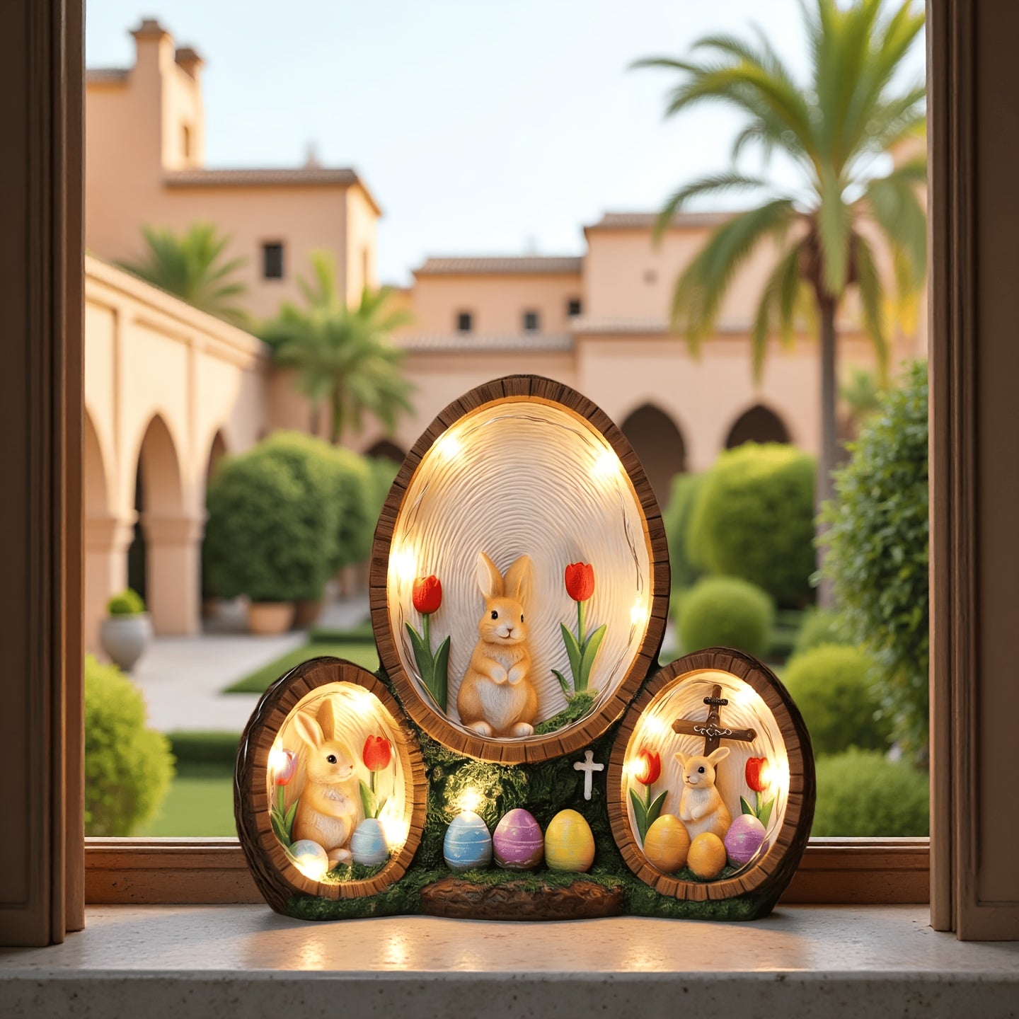 Essential for Easter: Luxurious Handcrafted Resin Tulip Rabbit Egg Ornaments, Decorations Featuring The Cross of, Gifts for Valentine'S Day, And Glowing Home Decor