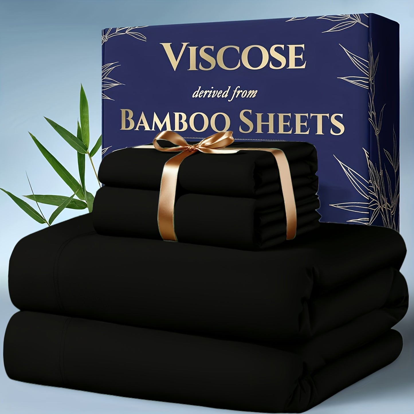 4pcs Bamboo Cooling Bedding - Extra Deep Pocket Breathable And Cooling - Suitable for Hot Sleepers And Sweats, Children Pillowcases, Flat Sheet And Fitted Sheet - A Perfect Gift for Family, Queen And King Sizes, Next Day Deli
