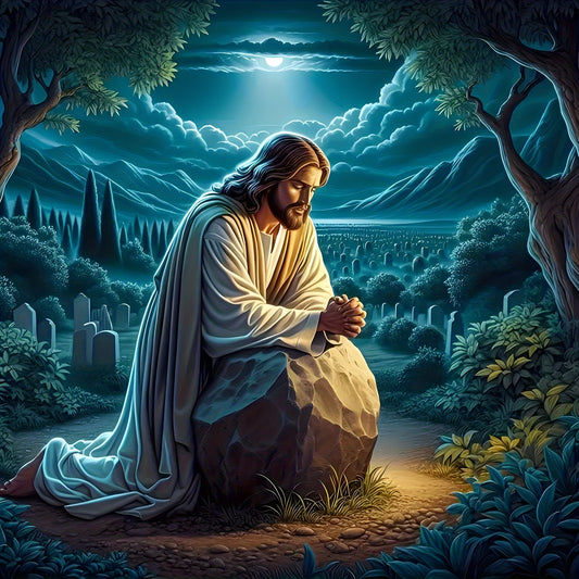 5D Diamond Painting Kit Praying In Tomb Religious Wall Art