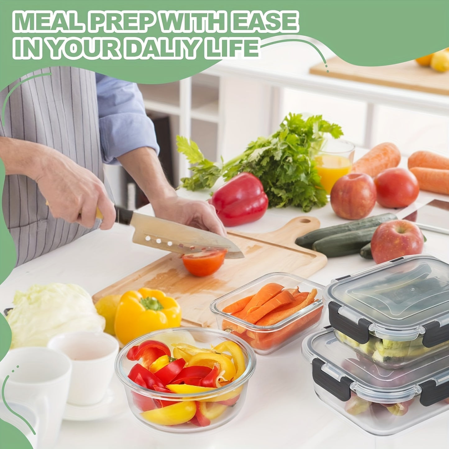 SKROAM Glass Food Storage Containers With Lids Leak Proof
