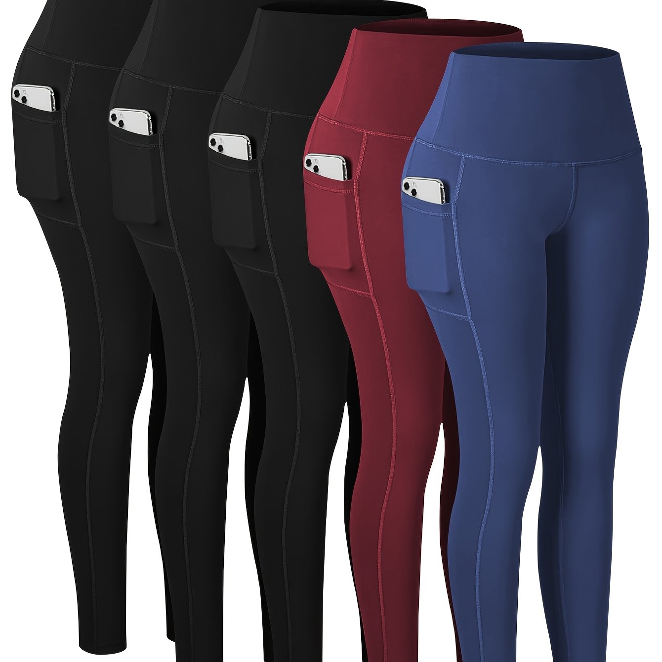 Women's Plus-Size High-Waisted Yoga Pants With Pockets