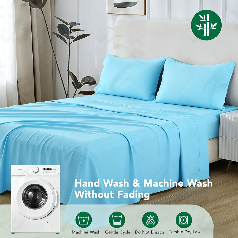 SASTTIE Bamboo Bed Sheet Set Ultra Soft Breathable All Season