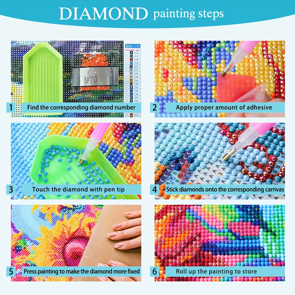 JOZYSH Framed Diamond Painting Kit Square And Round Full Drill