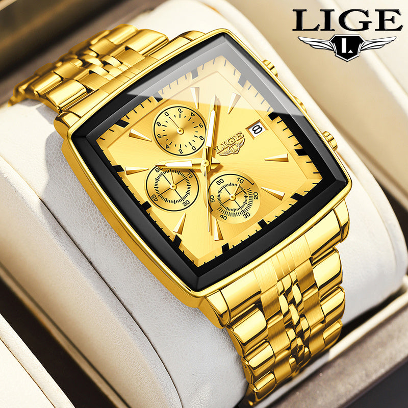 LIGE Men's Quartz Analog Watch With Calendar Display