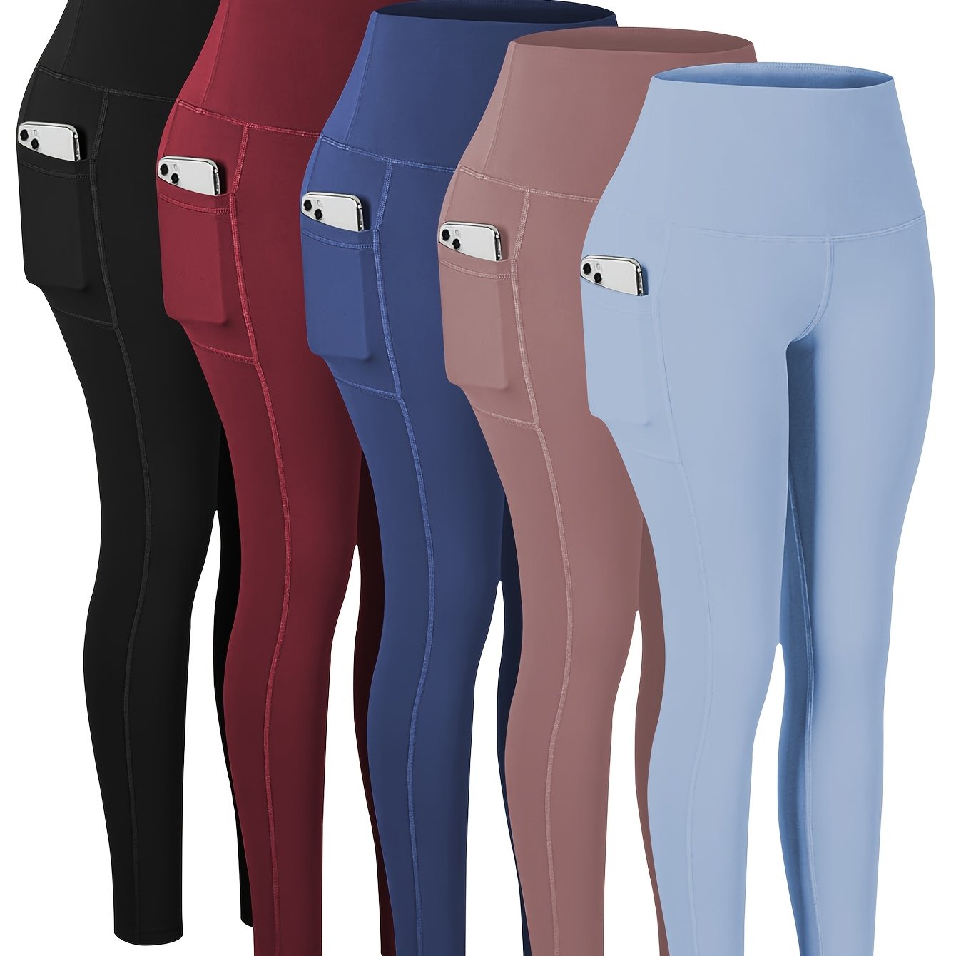 Women's Plus-Size High-Waisted Yoga Pants With Pockets