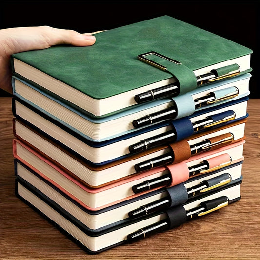 Leather Hardcover Lined Notebook 200 Pages With Index Stickers