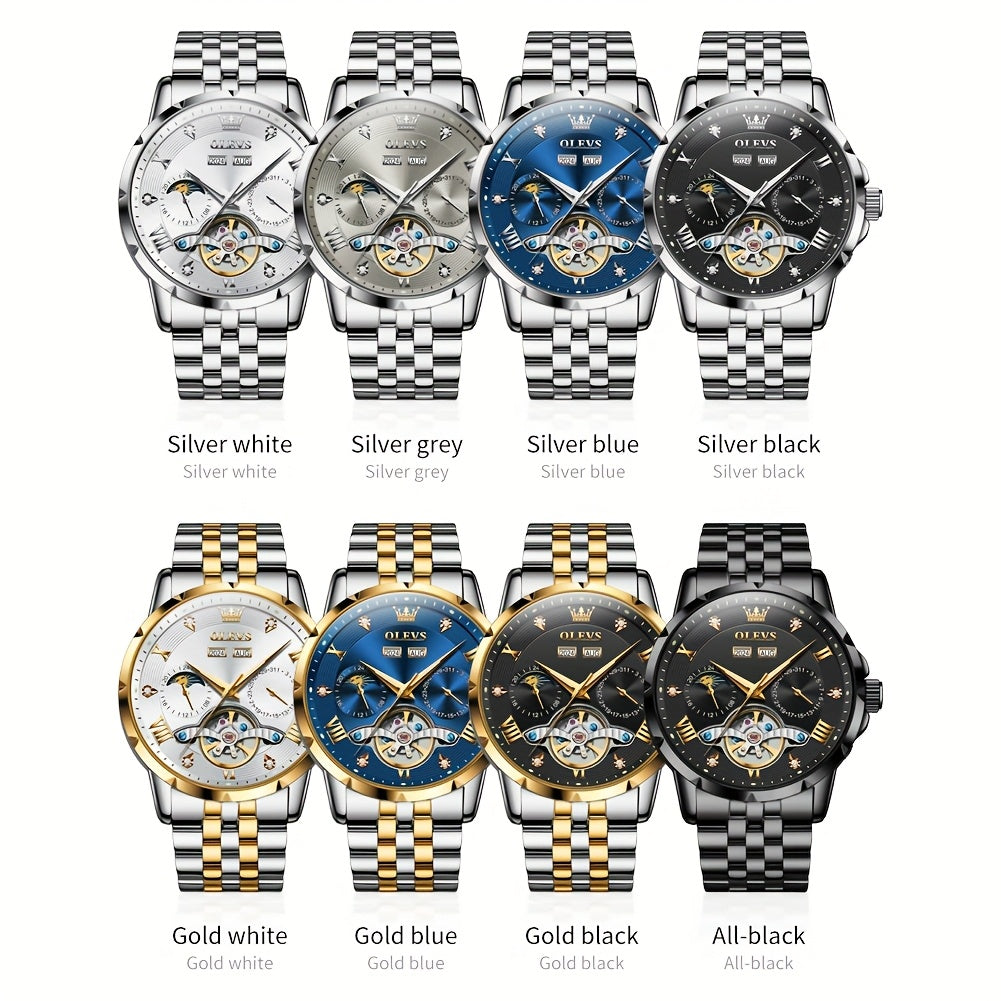 OLEVS Self Winding Stainless Steel Chronograph Watch Date Luminous Hands