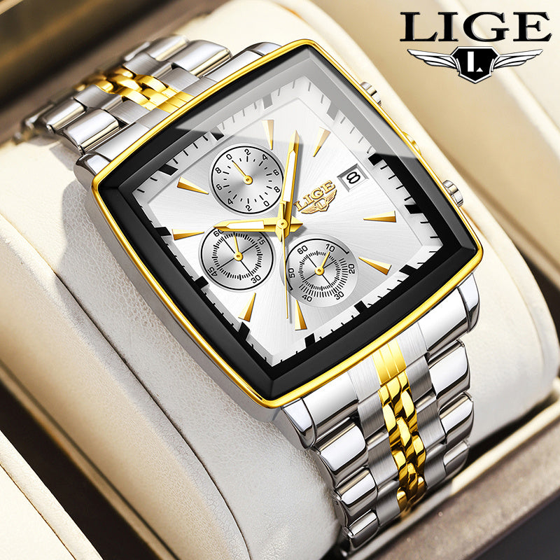 LIGE Men's Quartz Analog Watch With Calendar Display