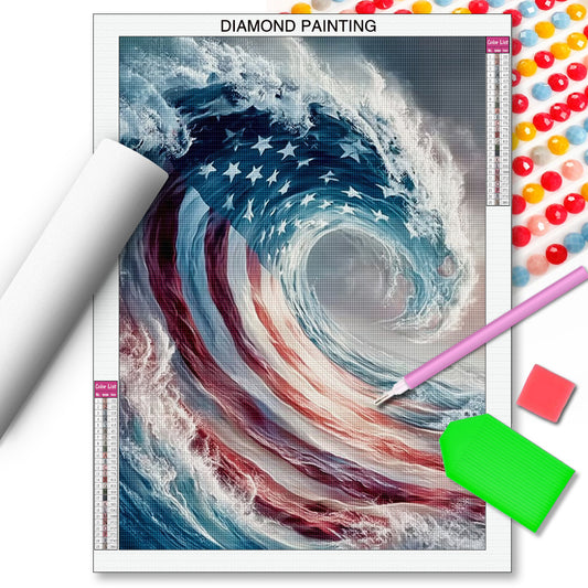 Patriotic Flag Diamond Painting Kit Round Drill 5D Art