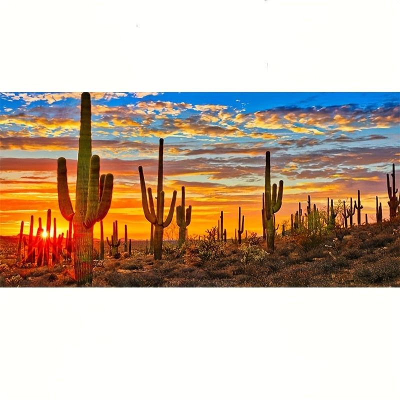 Sunset Cactus 5D Diamond Painting Kit Full Drill Art Decor