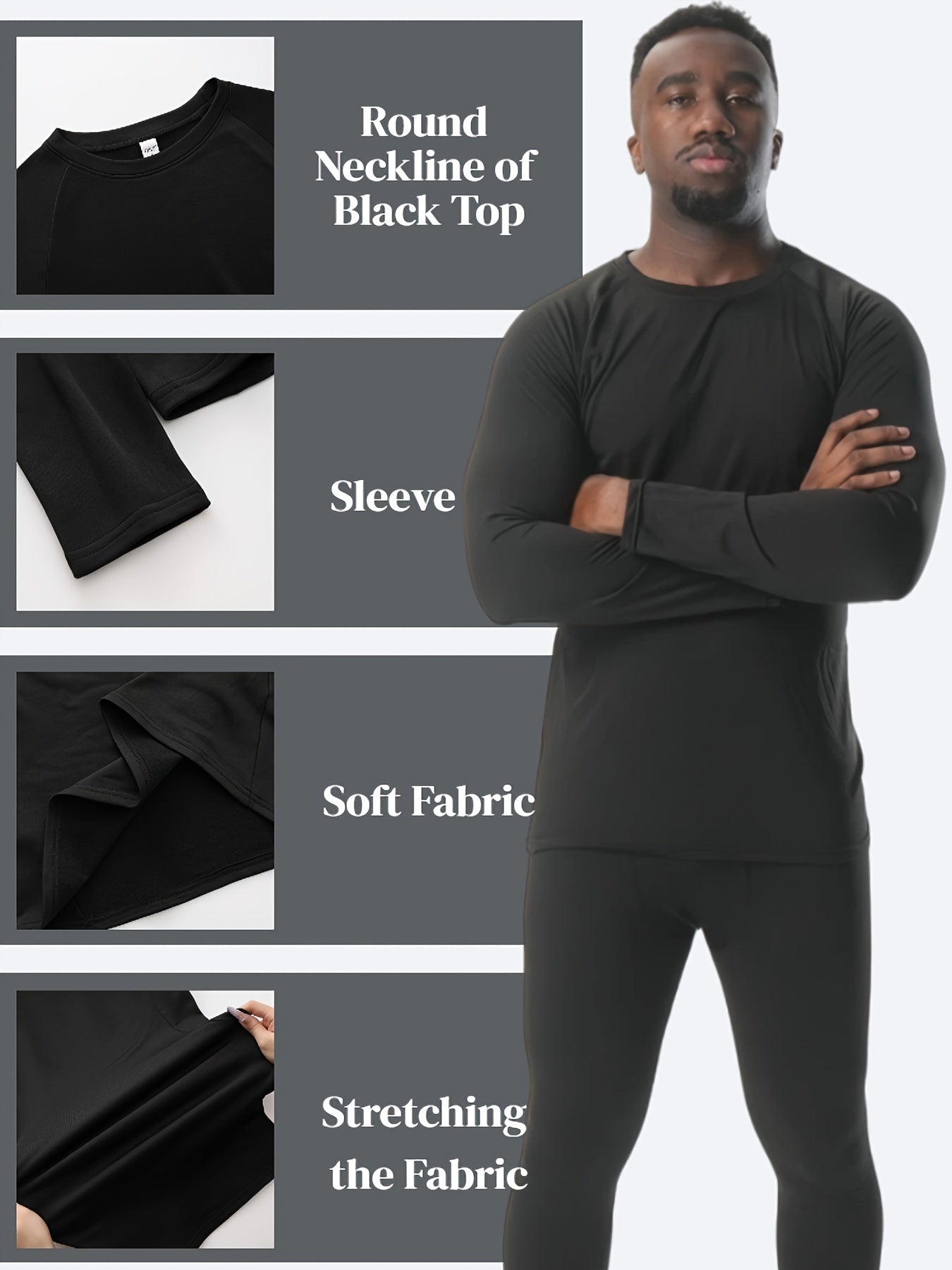 Men's Thermal Pajama Set With Base Layer Shirts And Pants