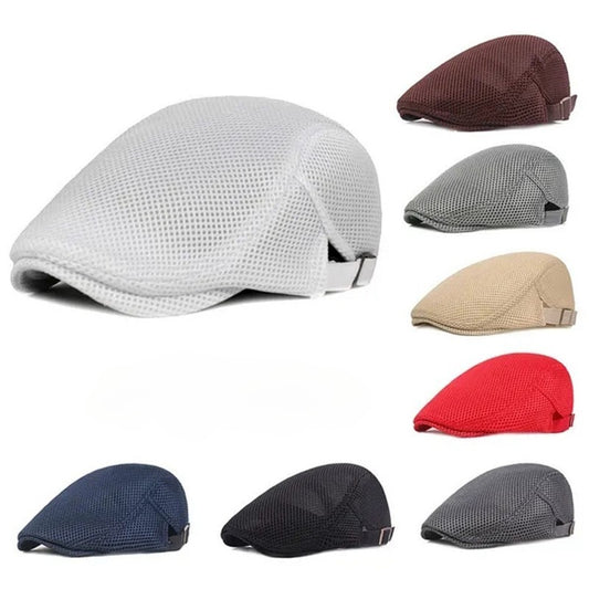 Men's Breathable Mesh Flat Top Hat Adjustable For Running