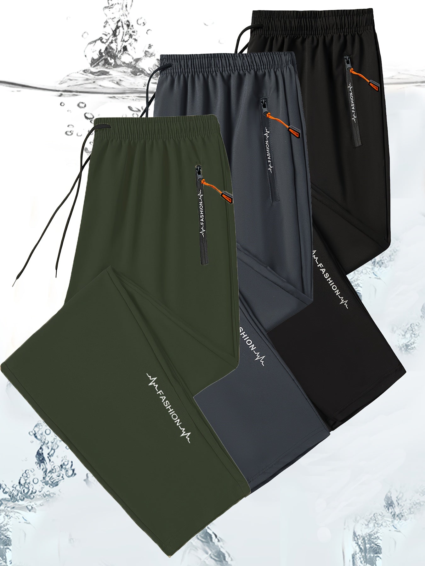3 Pack Mens All Season Workout Pants With Zipper Pocket