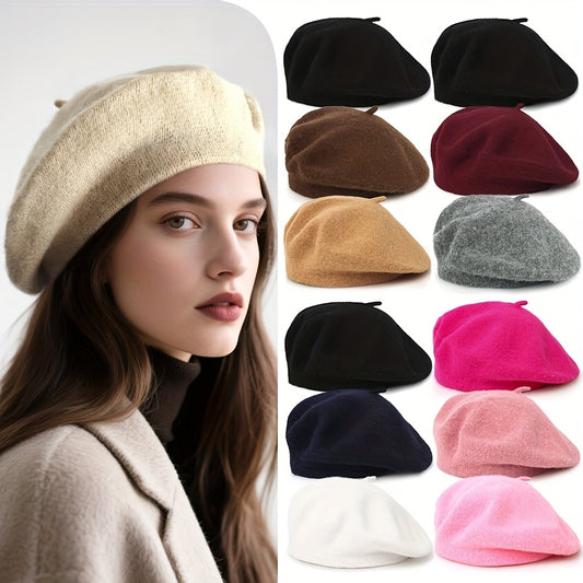 3pcs Women's Beret Hats - Soft Winter Warm Pure Brimless Caps, Non-Stretch Tight-Fit Suitable for Daily & Special Occasions, Hand Washable Cold Weather Hats in Beige/Black/Burgundy/Navy/Gray/Pink - Breathable Winter Hat Colle