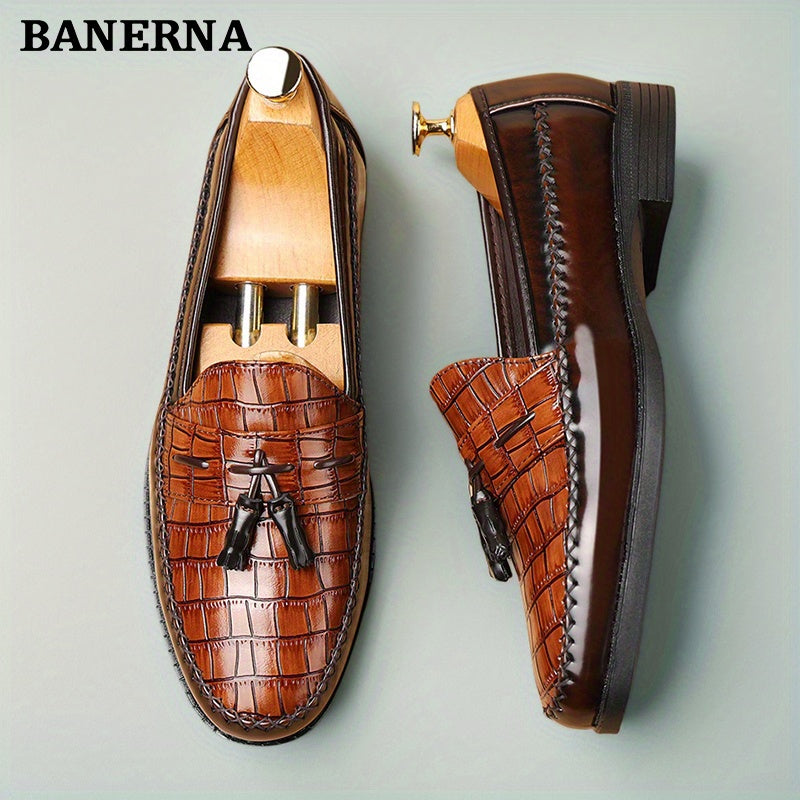 Men's Business Casual British Style Loafers Leather Slip On