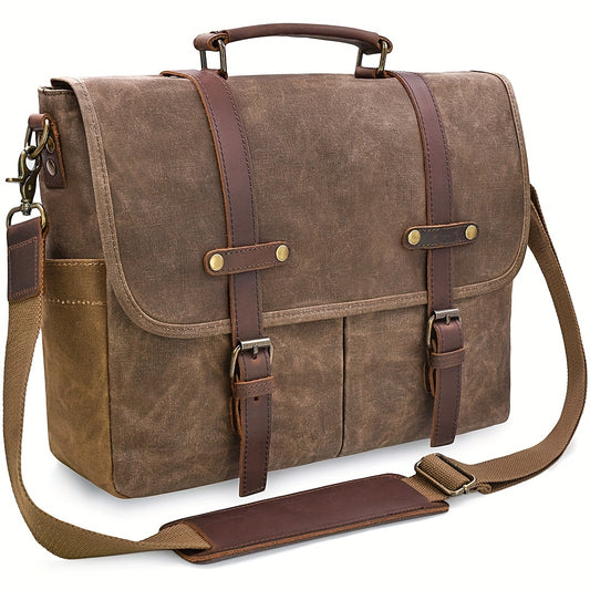 NEWHEY Vintage Laptop Messenger Bag With Nine Pocket Organization