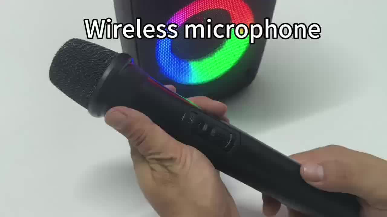 GDHENGYIN Karaoke Machine With Wireless Microphone And LED Lights