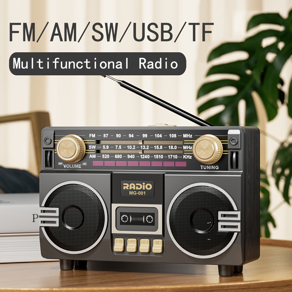 Portable FM/AM/SW Radio- Solar & USB Powered, 1200mAh Lithium Battery, Wireless, Support TF Card/USB/AUX Playback,Compact Design with Ergonomic Handle & Speaker - Ideal for Indoor/Outdoor, Camping, Emergencies - Solar-Powered