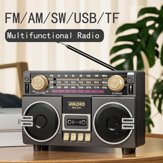 Portable FM/AM/SW Radio- Solar & USB Powered, 1200mAh Lithium Battery, Wireless, Support TF Card/USB/AUX Playback,Compact Design with Ergonomic Handle & Speaker - Ideal for Indoor/Outdoor, Camping, Emergencies - Solar-Powered