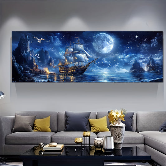 Pirate Ship Moonlight Diamond Painting Kit Wall Art
