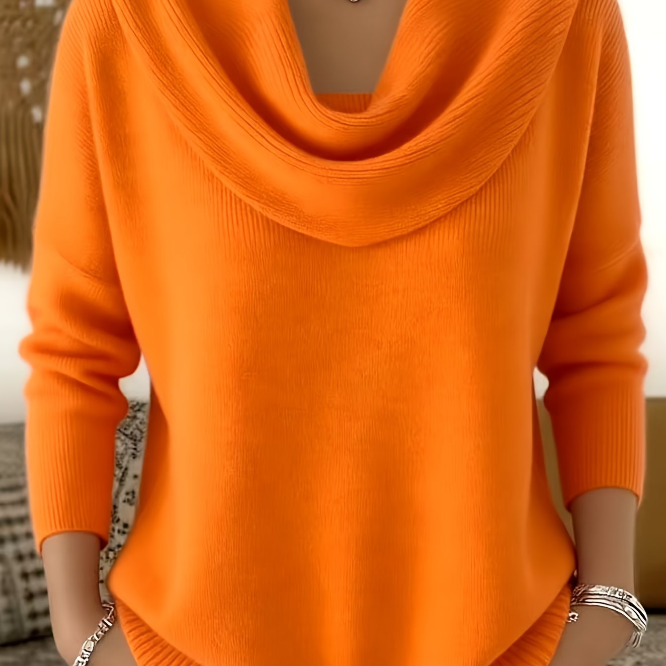 Women'S Cozy Lapel - Plain Long Sleeve Sweater, Coated Collar Style, Relaxed Casual Top for Fall And Winter, Washable And Easy to Store, Ideal for Everyday Or Weekend Outfits
