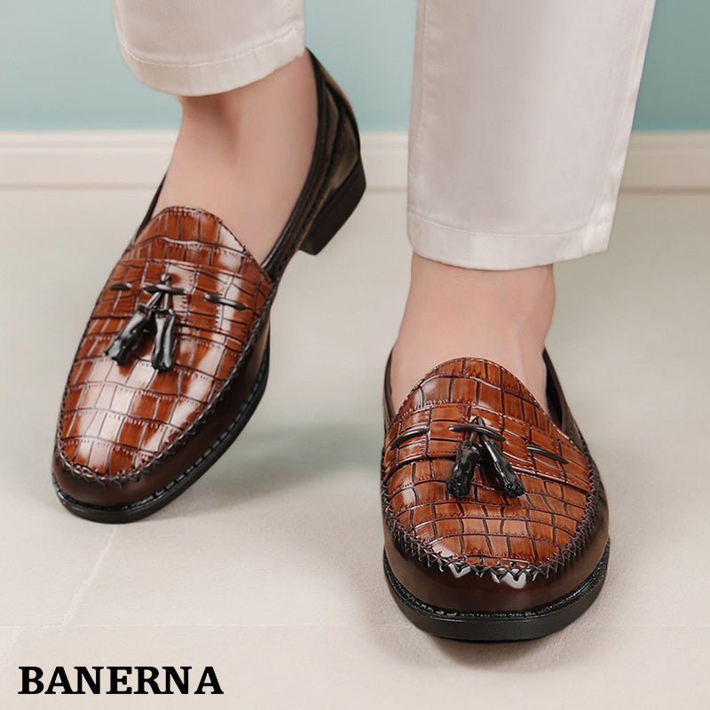 Men's Business Casual British Style Loafers Leather Slip On