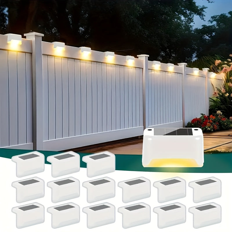 32pcs/16pcs Solar Powered LED Deck Lights - Auto On/Off, 12 Hours Continuous Lighting For Outdoor Stairs, Fence, Pathway, Ideal Step Light For Commercial Spaces Like Malls, Hotels, And Libraries, Fence Lights For Business,Gre