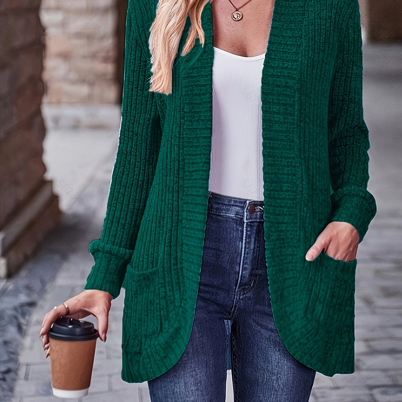 Women's Loose Fit Long Sleeve Blouse With Open Collar Pockets