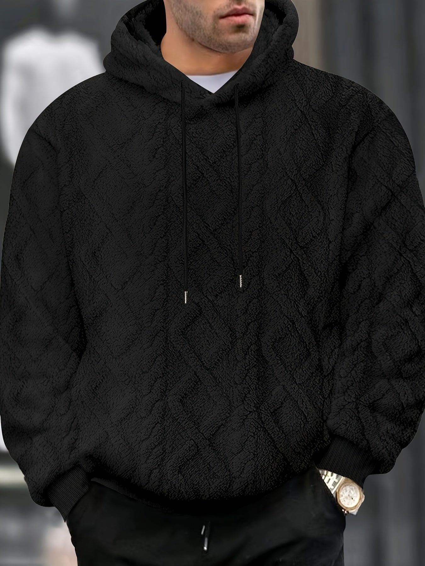 Men's Hooded Sweatshirt With Slight Stretch Polyester