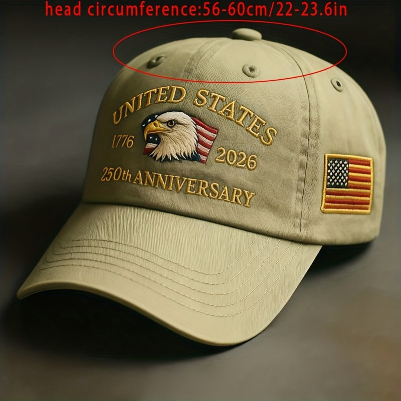 Set of 5 Men'S Baseball Caps Featuring Patriotic Embroidery for The 250Th Anniversary, Commemorating The Dates 1776-2026, Suitable for Independence Day And Everyday Casual Wear, Adjustable for Unisex Fashion