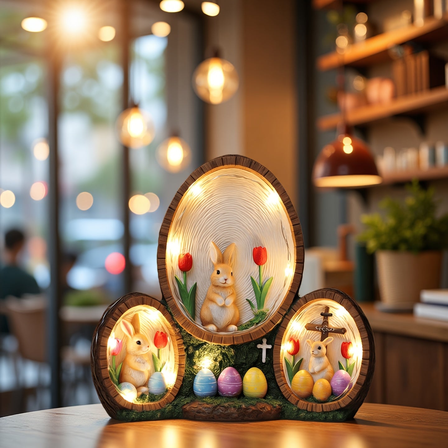 Essential for Easter: Luxurious Handcrafted Resin Tulip Rabbit Egg Ornaments, Decorations Featuring The Cross of, Gifts for Valentine'S Day, And Glowing Home Decor