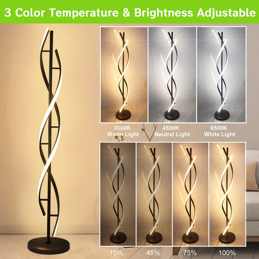 Spiral LED Floor Lamp Dimmable With Remote And Foot Switch