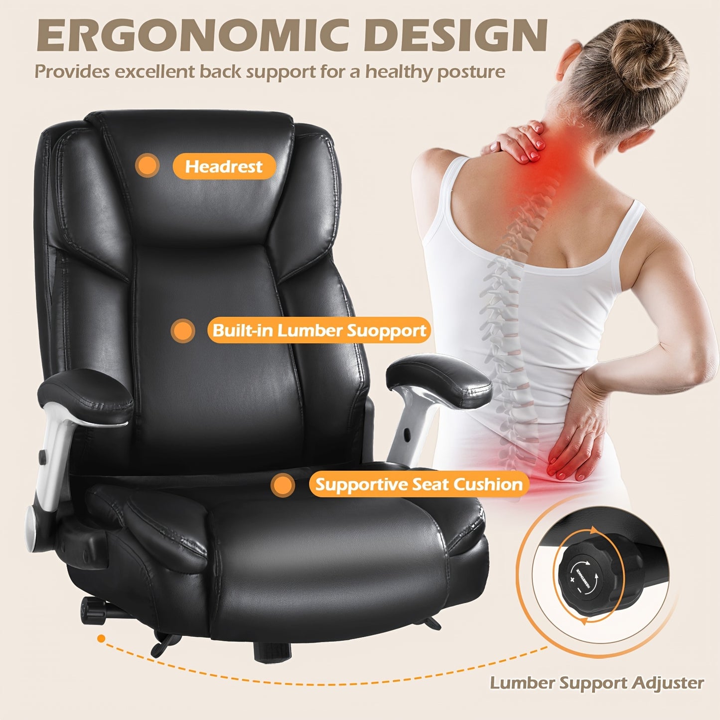 Heavy Duty Office Chair 600 Lbs Big And Tall Ergonomic Seat