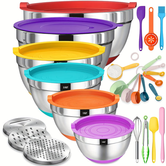Skroam 26Pcs Stainless Steel Mixing Bowls With Airtight Lids