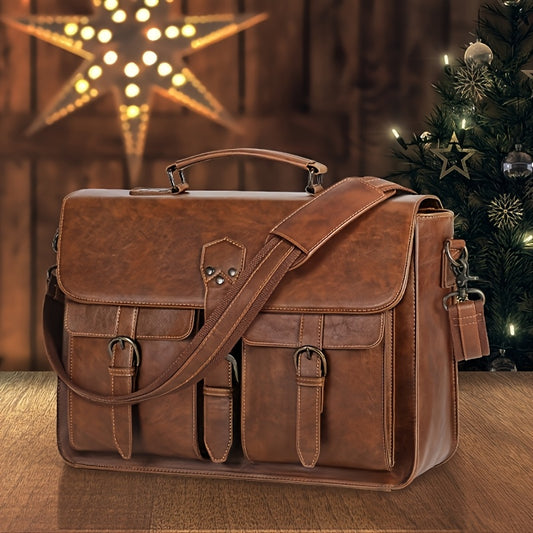 RAINSMORE Mens Crossbody Laptop Briefcase For Office Travel