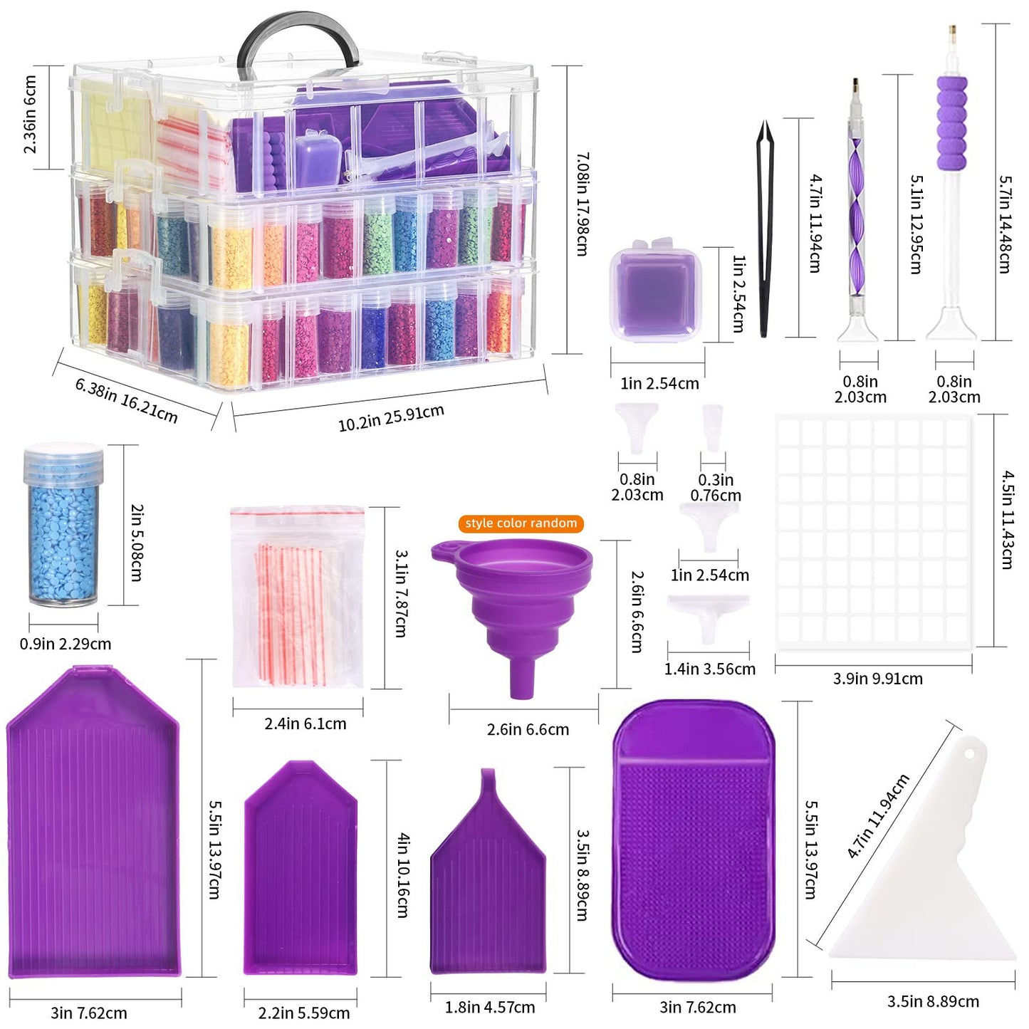 WHONLINE 3 Tier Diamond Painting Storage Container 100 Slots Bead Organizer