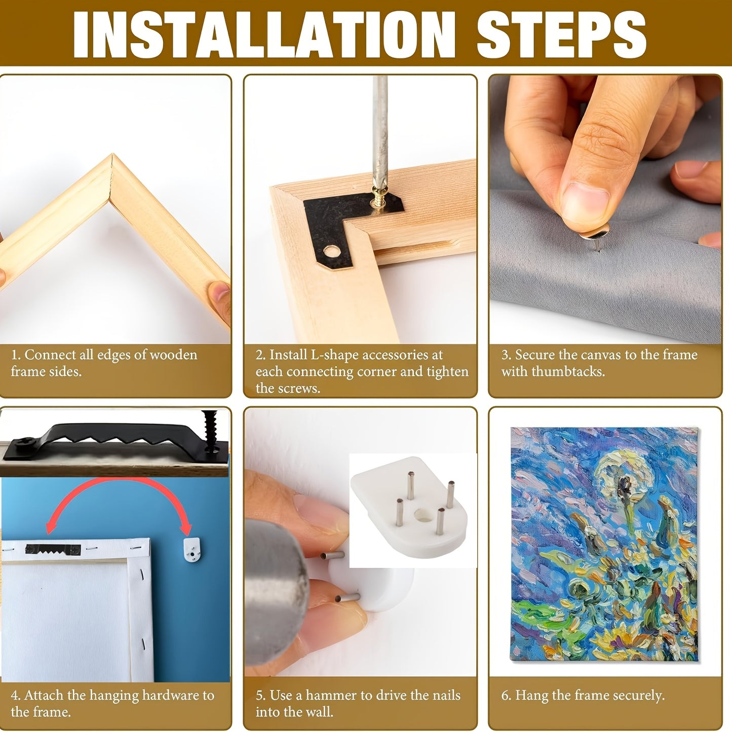 DIY Solid Wood Poster Frame Kit for Oil Painting Artwork