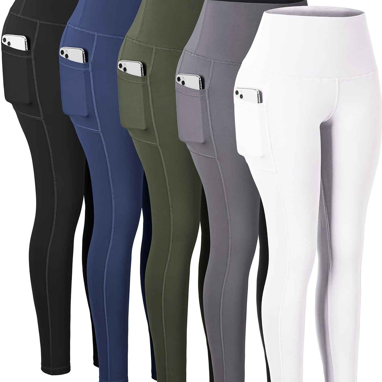 Women's Plus-Size High-Waisted Yoga Pants With Pockets