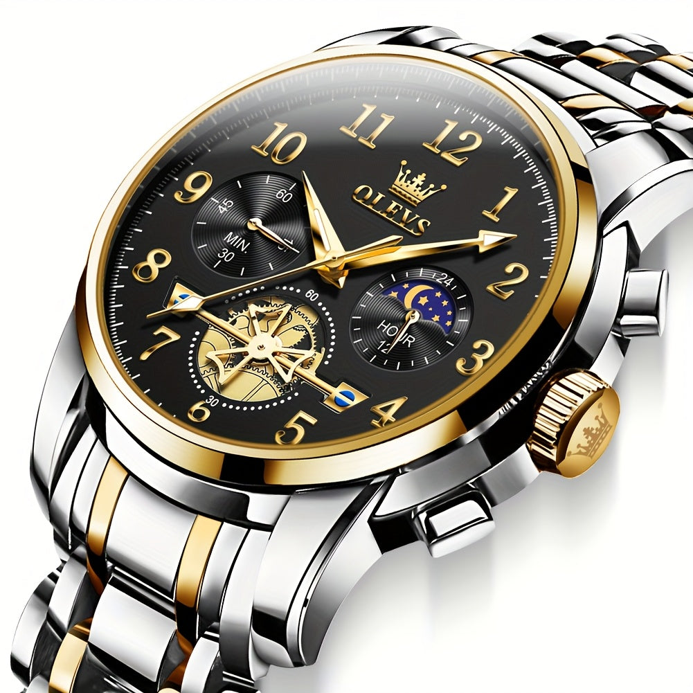 OLEVS Men's Dress Watch With Calendar Luminous Dial Stainless Steel