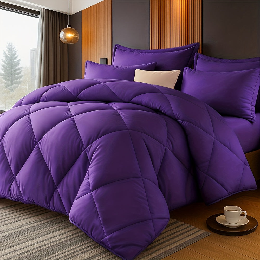 2/3pcs Solid Color Diamond Pattern Large & Extra-Large Bed Sheet Sets Soft Comfortable And Ultra-fine Fiber Filled Lightweight Fabric Breathable Quilt Easy to Take Care Of Equipped with Quilts And Pillowcases Luxurious Qualit