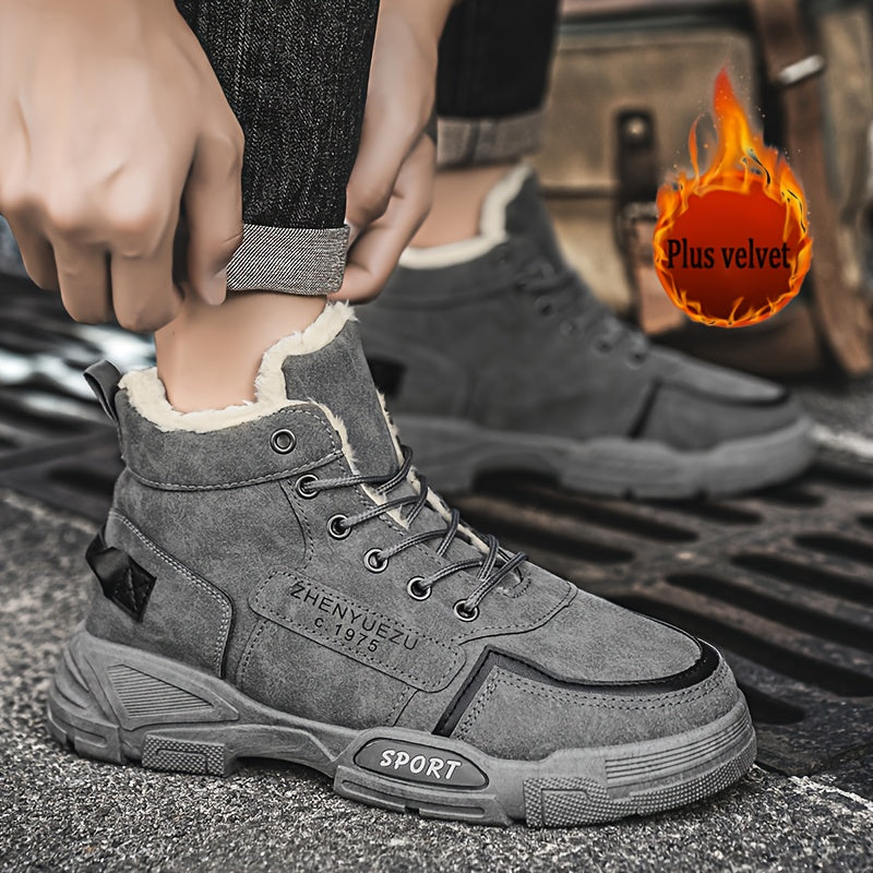 Zhenyuezu Winter High Top Fleece Lined Snow Boots Outdoor