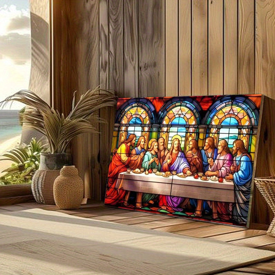 5D Diamond Painting Kit Stained Glass Last Supper Round Diamonds