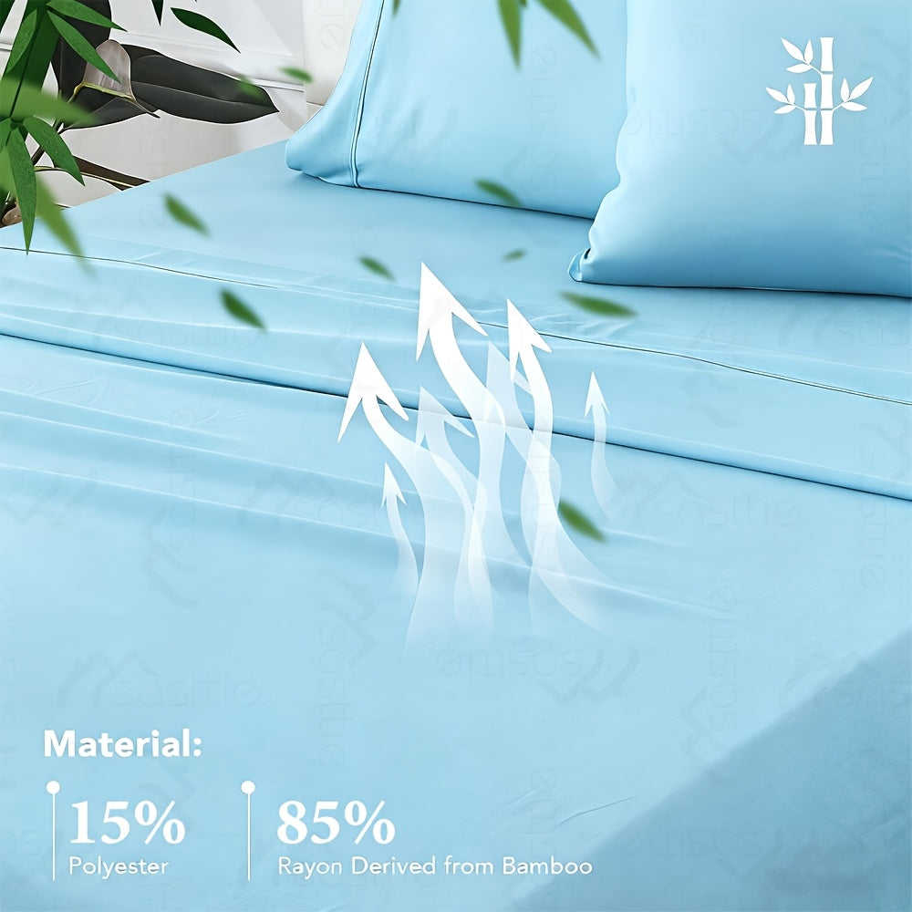 SASTTIE Bamboo Bed Sheet Set Ultra Soft Breathable All Season