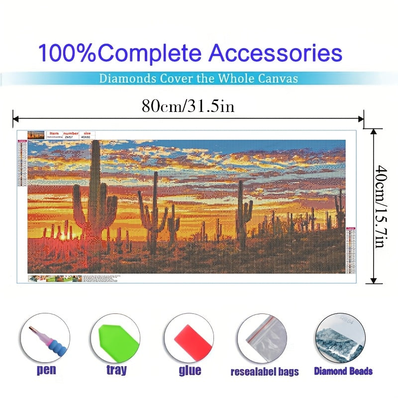 Sunset Cactus 5D Diamond Painting Kit Full Drill Art Decor