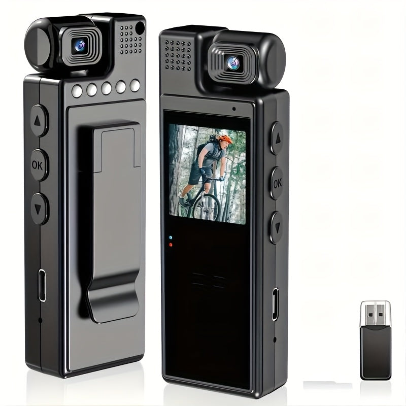 Smart Recorder - 1080P HD Body Camera, 180-degree Rotatable Lens, Handheld Pocket Camcorder, USB Charging, Perfect Gift for Holidays & Birthdays (SD Card Not Included), Travel Companion, Event Recording, Lightweight Camera, C