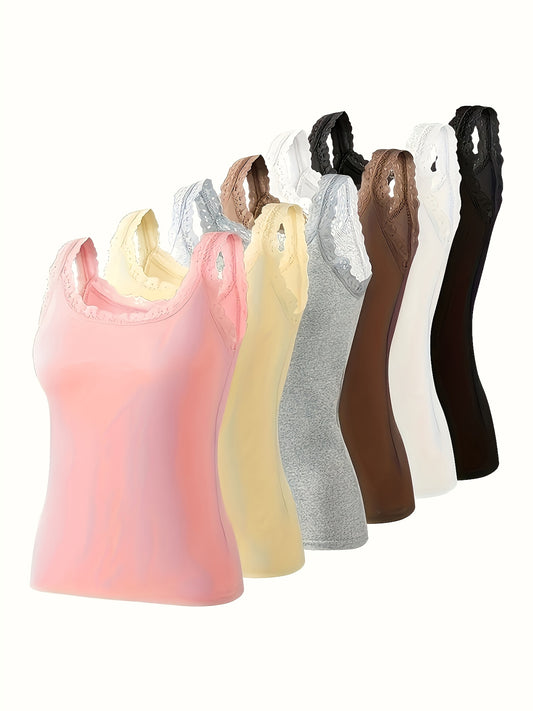 JOKWORER Lace Trim Camisole Tops Sleeveless Layering