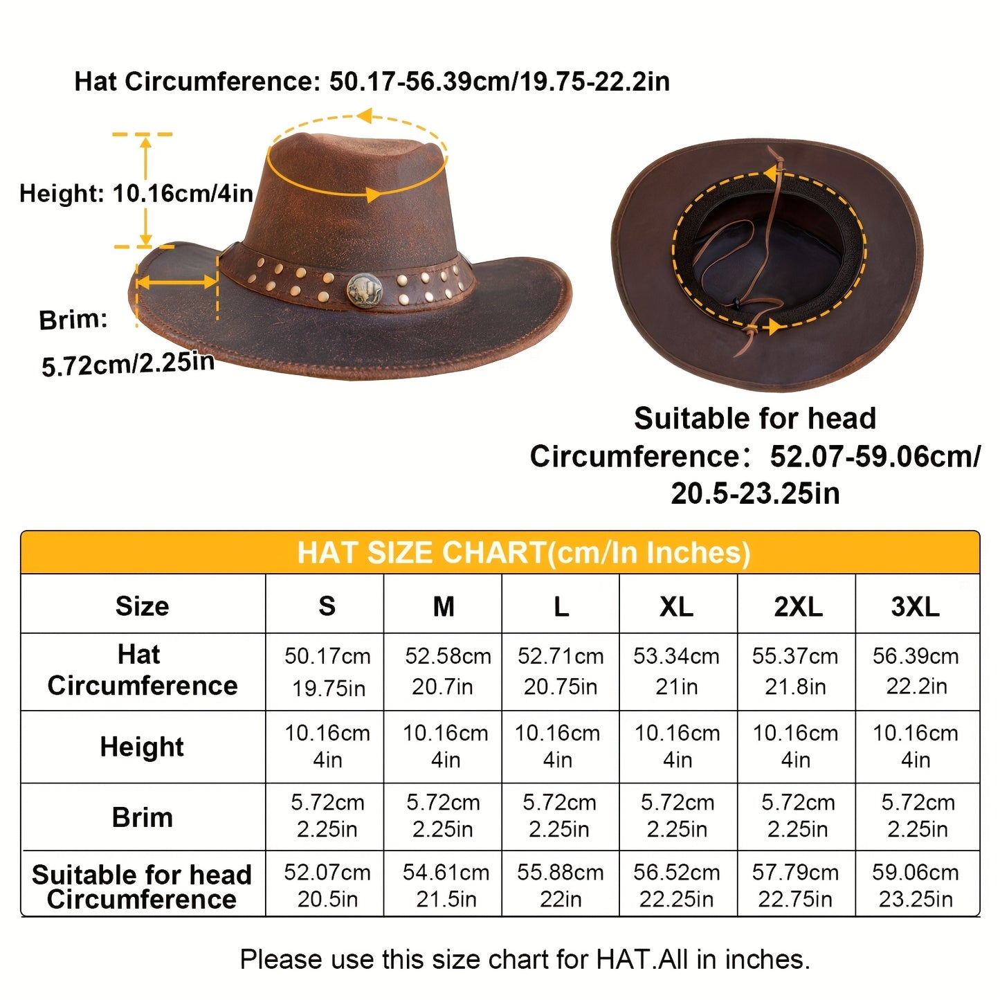 Dream Apparel Australian Cowboy Leather Hat Unisex Lightweight Wide Brim