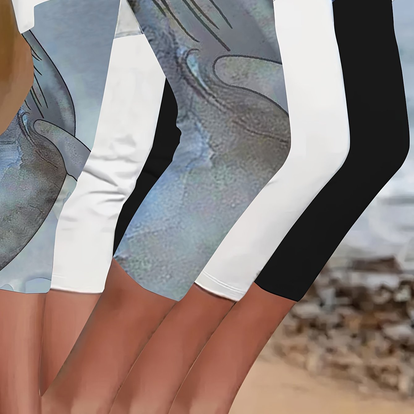 Three-Piece Sports Tights, Plus Yoga Pants And Leggings